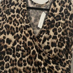 Baltic Born Leopard Print Wrap Dress - Black and Tan